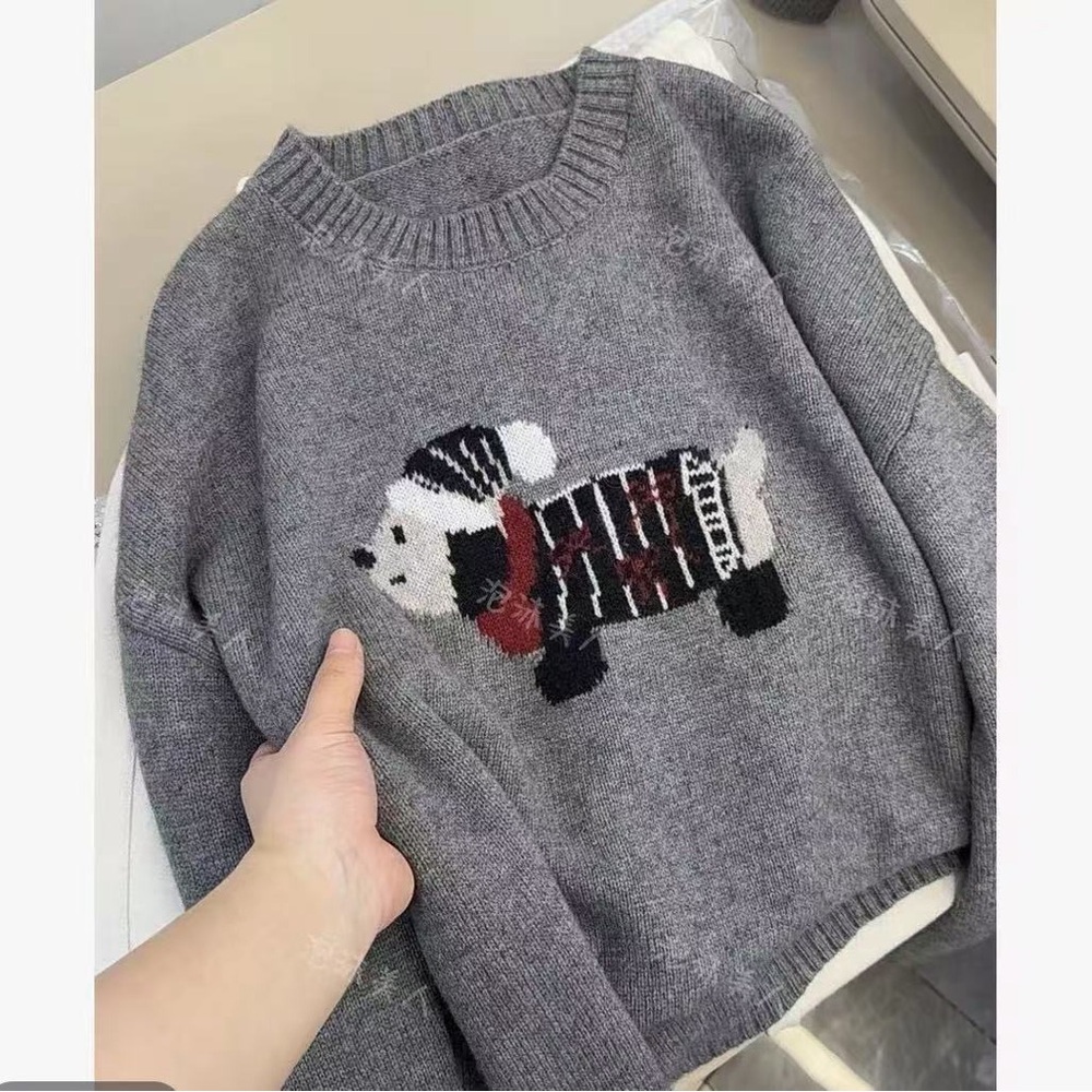 Gray Dog Pattern Sweater